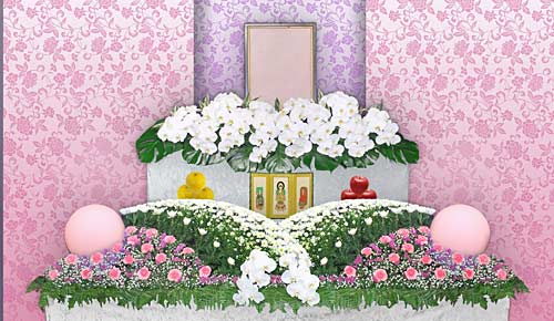 家族葬シンプルプランの花祭壇