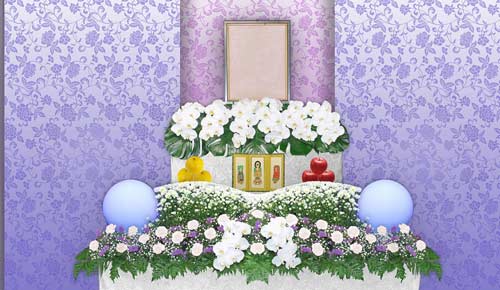 一日葬シンプルプランの花祭壇